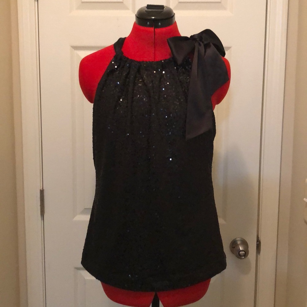 2 for $13 NWOT Tahari Black Sequin Top